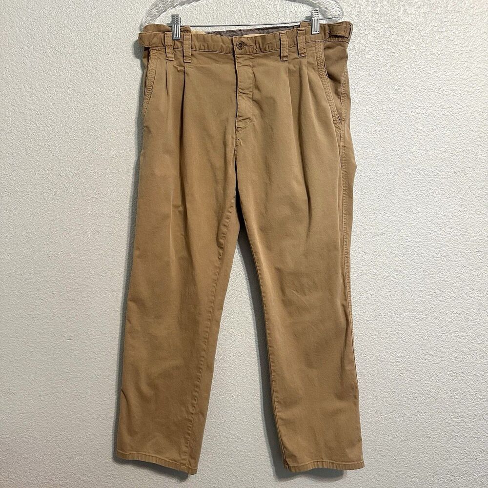 Territory Ahead Men 33/32 Beige Pleated Front Straight Leg Casual Chinos Pants